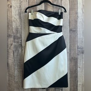 NWOT Antonio Melani Women’s Strapless Mini Dress in Black and Ivory Sz 8